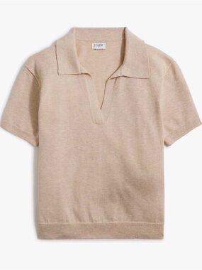 🤎 J.Crew Linen Blend Polo Sweater Light Beige - S 🤎